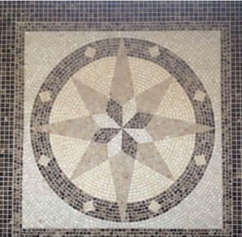 Compass Rose Medallion — Hand-set marble floor inlay