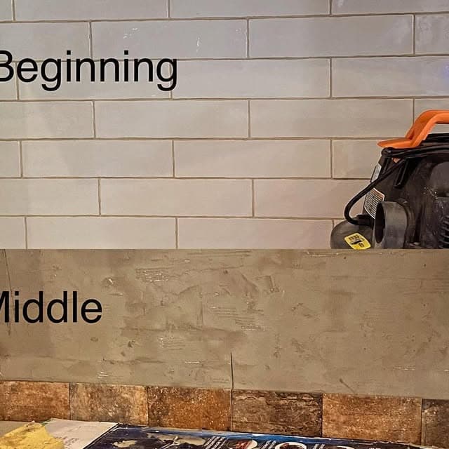 Subway Backsplash — Beveled subway, process shot