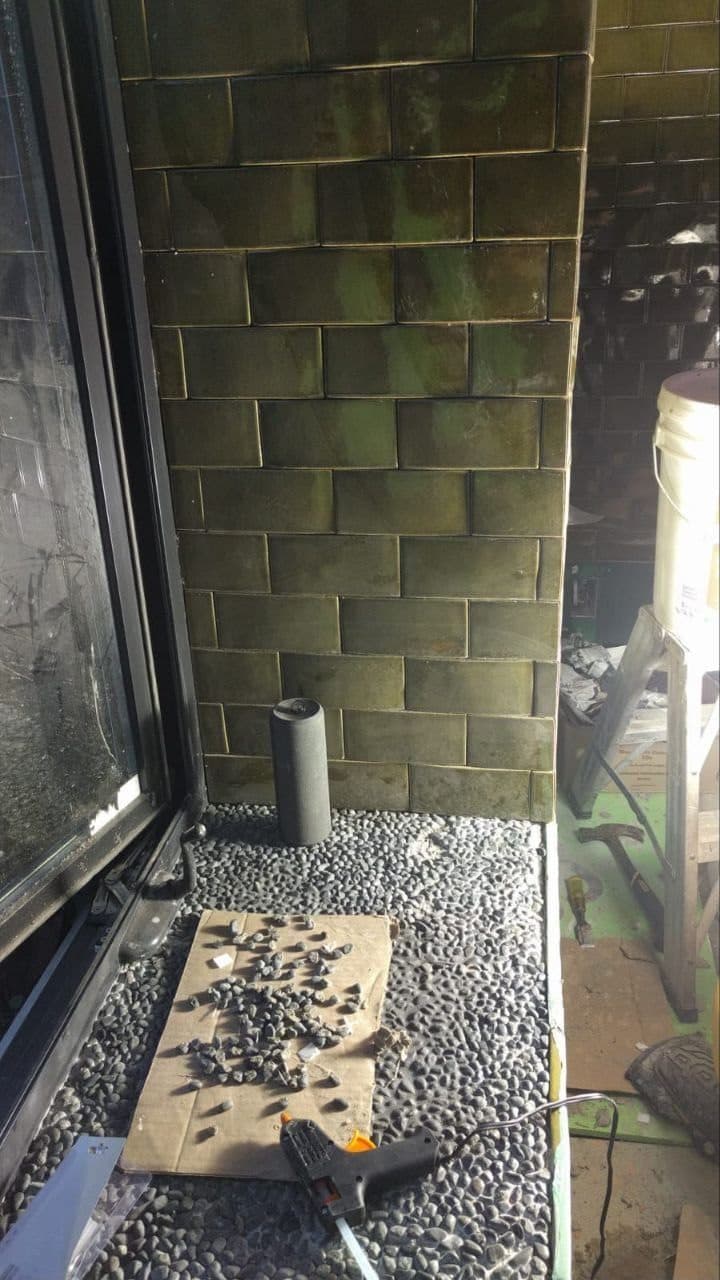 Brass Mosaic Bar — Metallic mosaic bar front