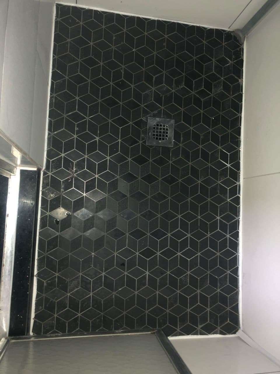 Charcoal Diamond Feature — Diamond mosaic accent wall