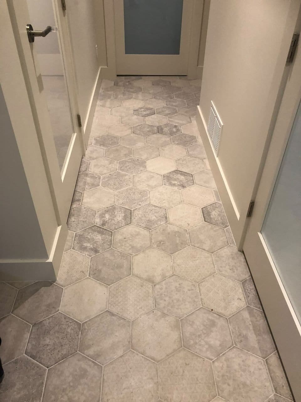 Hex Stone Corridor — Hexagon stone, full hallway