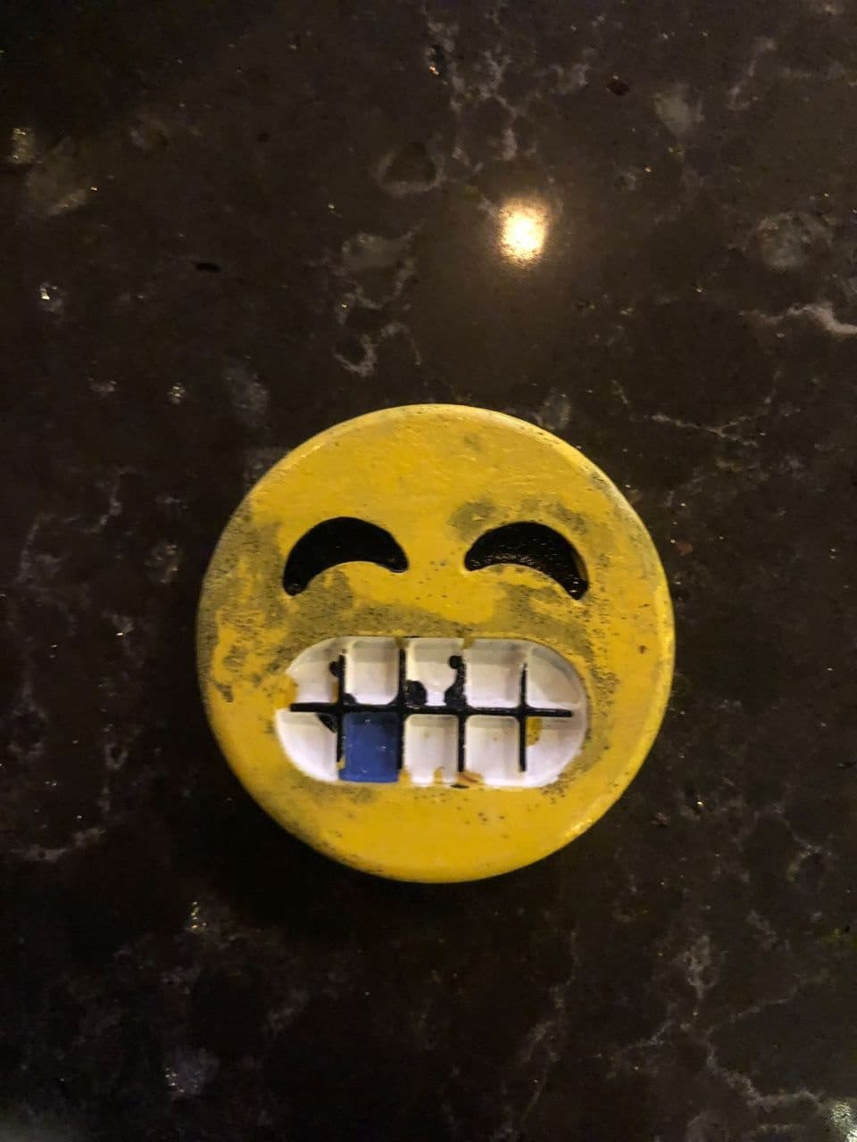 Smiley Medallion — Glass mosaic on honed marble